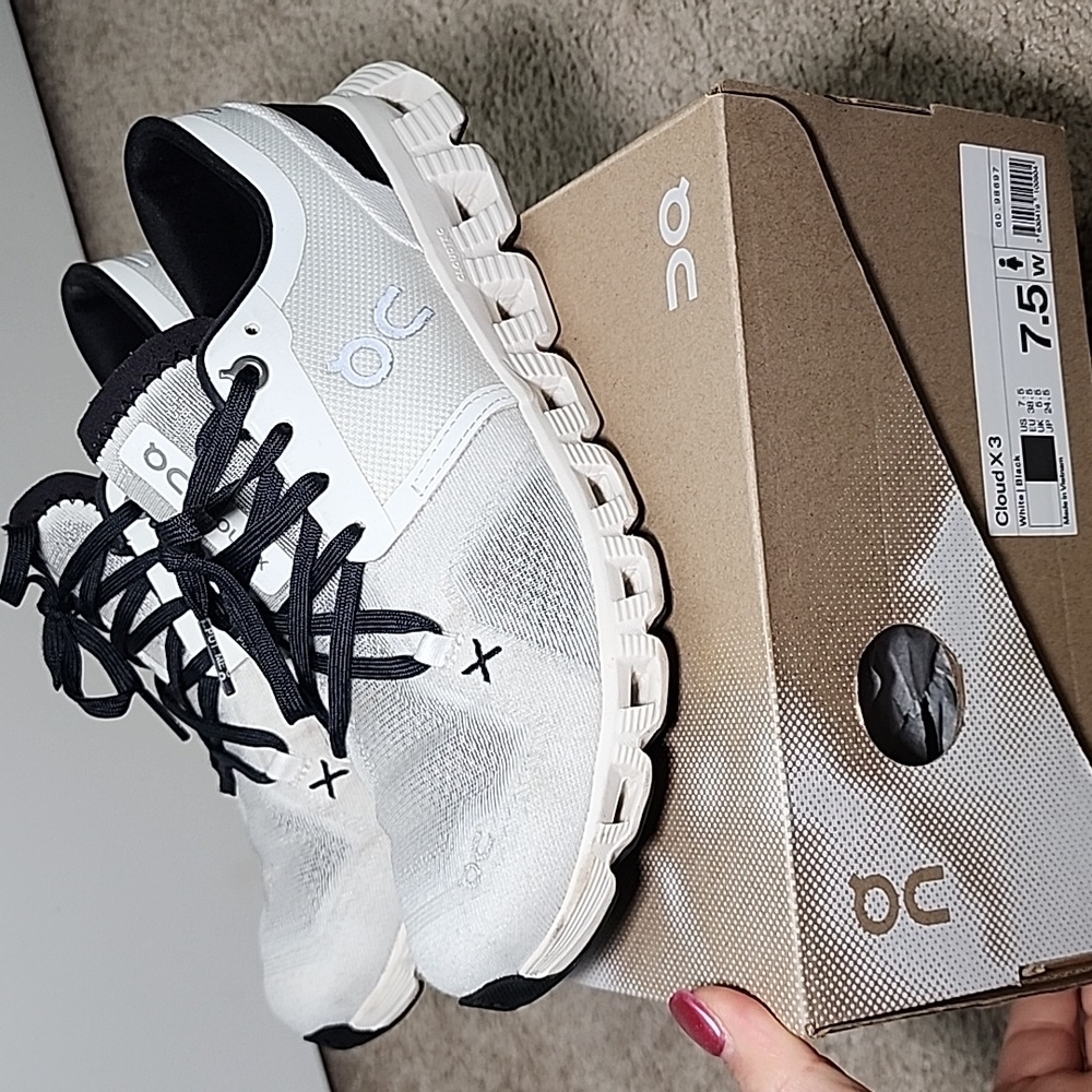 Cloud X3 On Running Black and White Athletic Shoes